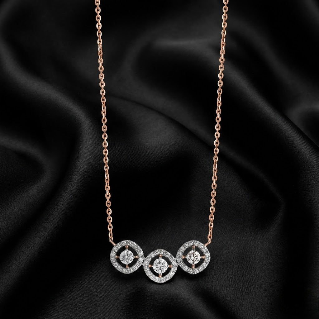 0.69ct Lab-Grown Diamond Trio Motif Pendant Necklace