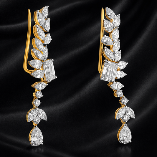 Contour Cascade Earrings | 5 Ct Lab-Grown Diamonds | Mixed Fancy Cuts