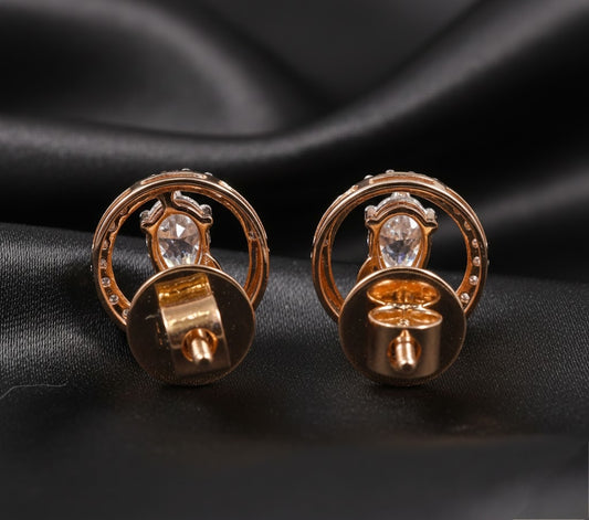 Pear Solitaire with Round Diamond Halo Earrings |0.64 Ct