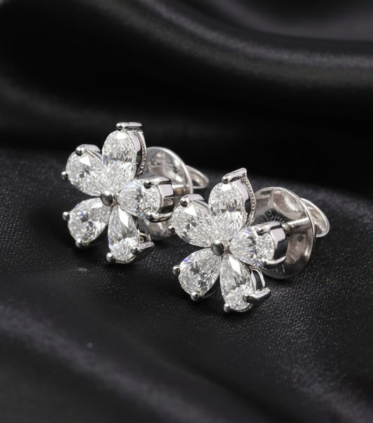 Floral Fusion Diamond Earrings | Pear & Marquise Cuts | 1.5 Ct