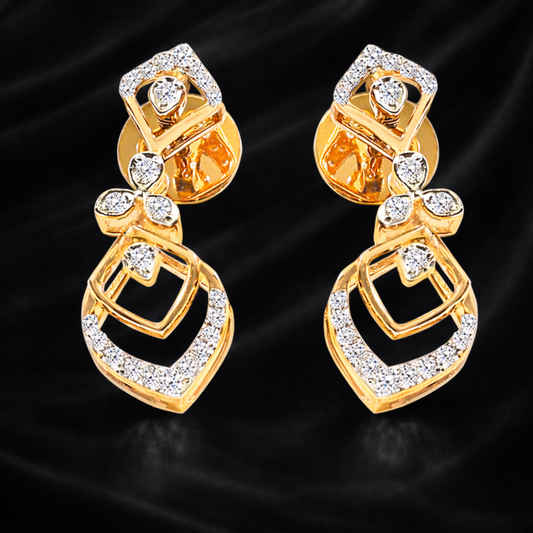 Geometric Floral Danglers | 0.18ct Round Lab-Grown Diamonds