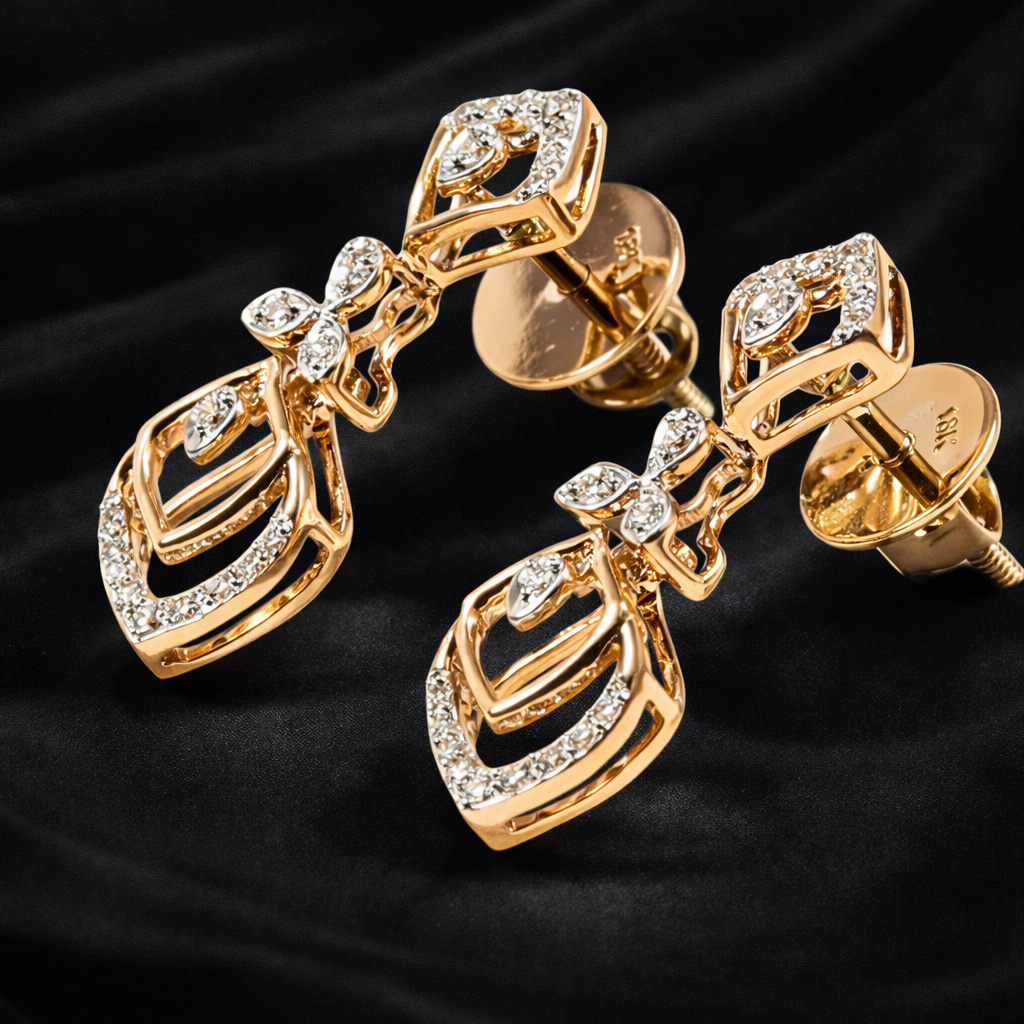 Geometric Floral Danglers | 0.18ct Round Lab-Grown Diamonds