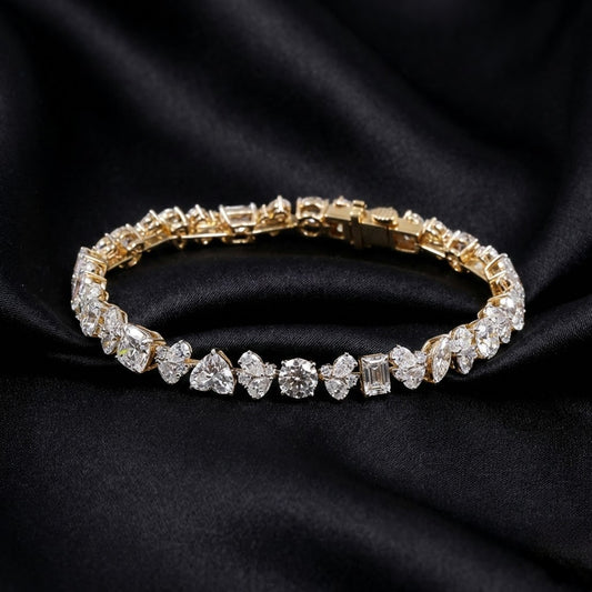 10 Carat Multi-Cut Lab-Grown Diamond Statement Bracelet