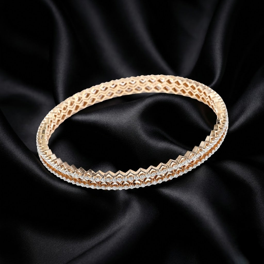 2.3 ct Lab-Grown Diamond Geometric Pattern Bangles
