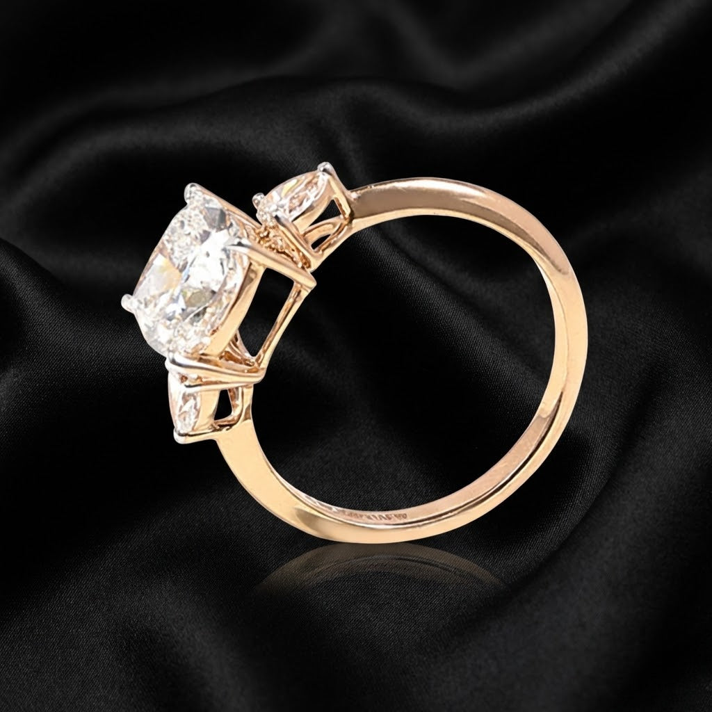 2.17 ct Cushion-Cut Diamond Ring with Side Accent Stones