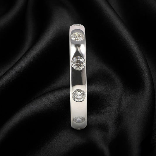 White Gold Band with 0.80 ct Round Cut Diamonds in Flush Setting