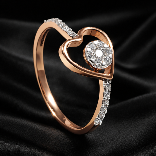 Heart-Shaped Lab-Grown Diamond Ring with 0.24 Carats of Round