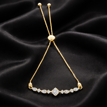 Cushion-Center Lab-Grown Diamond Bracelet with Alternating Pear and Round Diamonds