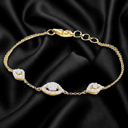 Cushion-Center Lab-Grown Diamond Bracelet with Pear and Round Accents