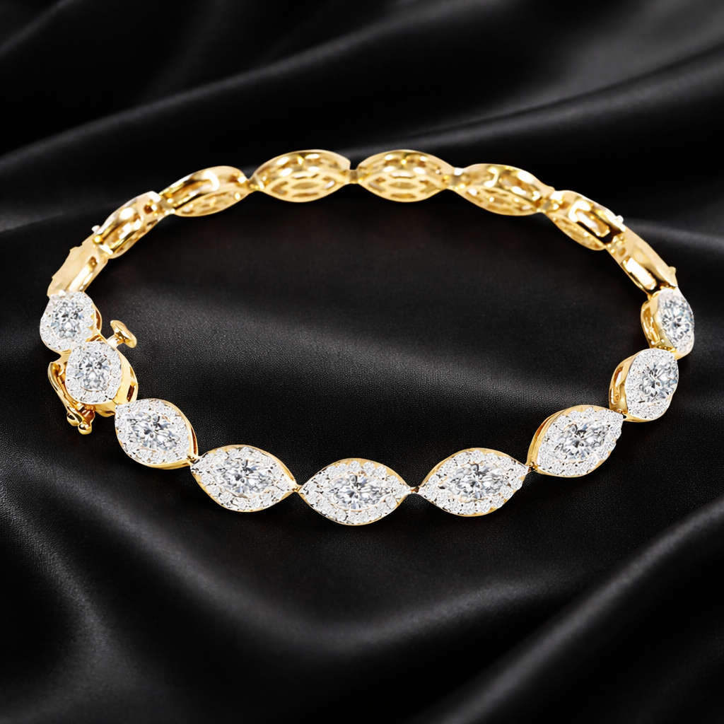 6ct Lab-Grown Diamond Marquise Halo Link Bracelet