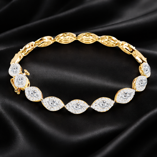 6ct Lab-Grown Diamond Marquise Halo Link Bracelet