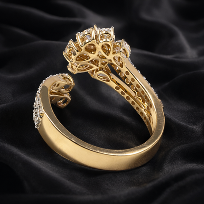 1.18 ct Yellow Pear-Shaped Diamond Floral Ring with White Pear Accents