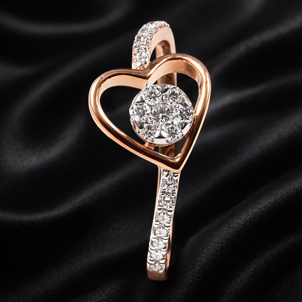 Heart-Shaped Lab-Grown Diamond Ring with 0.24 Carats of Round