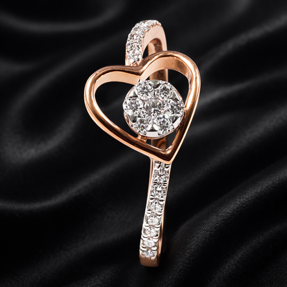 Heart-Shaped Lab-Grown Diamond Ring with 0.24 Carats of Round