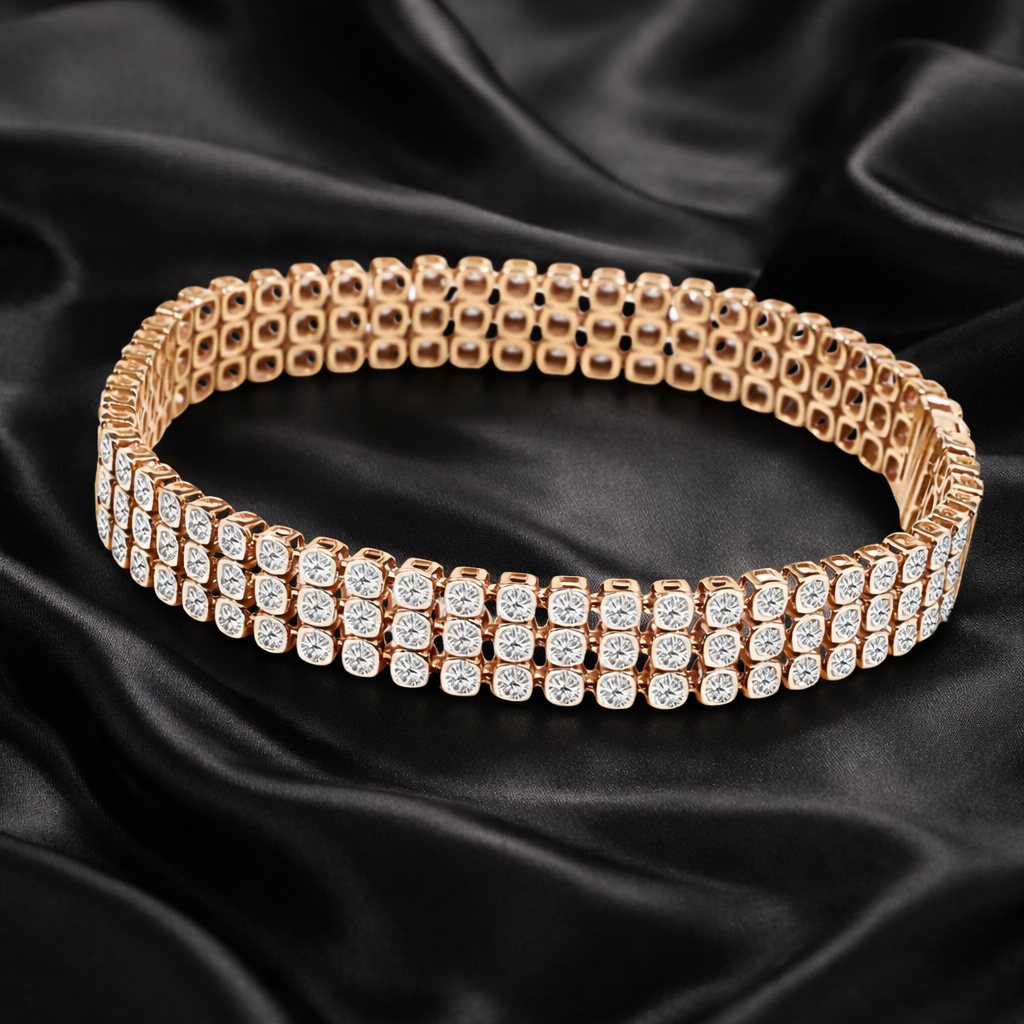 3.3ct Lab-Grown Diamond Multi-Row Bracelet with Bezel Setting