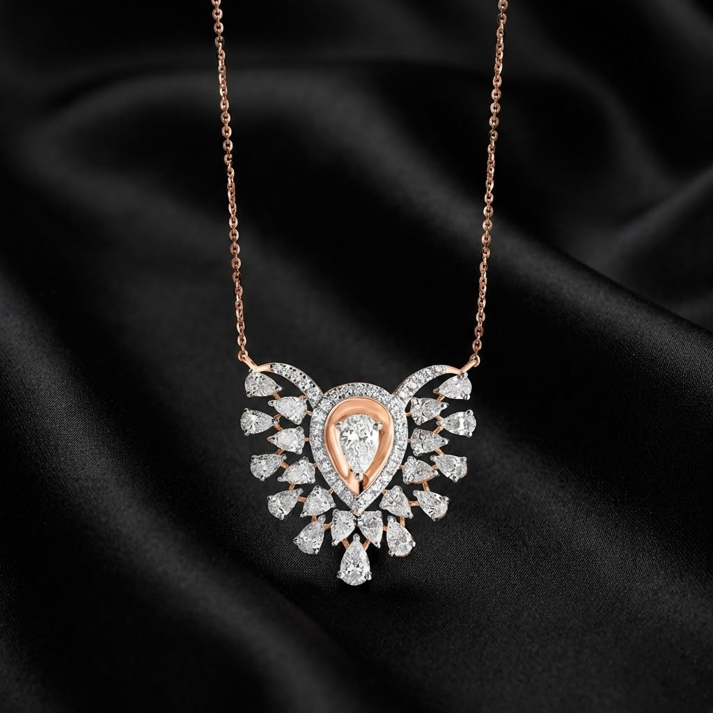 4.85ct Pear-Cut Lab Diamond Diya Pendant Necklace