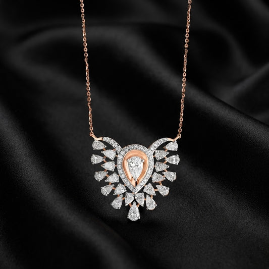 4.85ct Pear-Cut Lab Diamond Diya Pendant Necklace