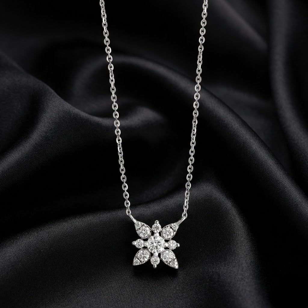 0.43ct Round-Cut Lab Diamond Floral Pendant Necklace