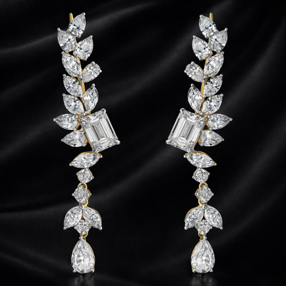 Contour Cascade Earrings | 5 Ct Lab-Grown Diamonds | Mixed Fancy Cuts
