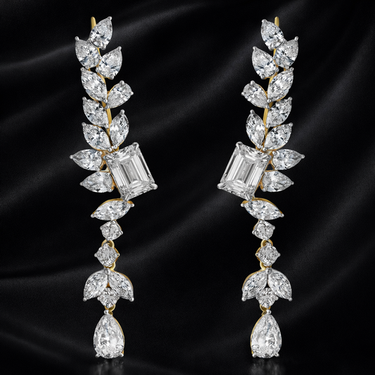 Contour Cascade Earrings | 5 Ct Lab-Grown Diamonds | Mixed Fancy Cuts