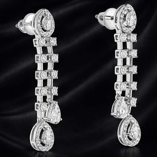 Celeste Cascade Earrings | 2.6 Ct Lab-Grown Diamonds | Pear & Round-Cut