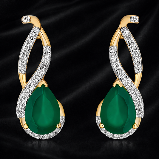 Emerald Infinity Halo Earrings | 0.58 Ct Diamonds | 2.42 Ct Green Gemstones