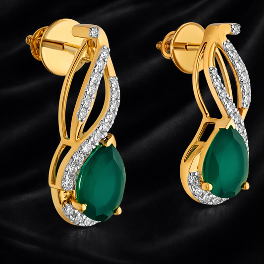 Emerald Infinity Halo Earrings | 0.58 Ct Diamonds | 2.42 Ct Green Gemstones