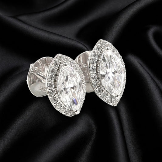 Classic Halo Marquise Diamond Earrings | 1.3ct Lab-Grown Diamonds