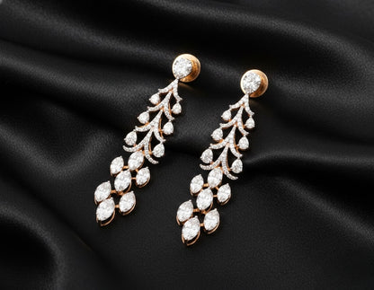 Ethereal Bloom Danglers | 2.8 Ct Lab Diamonds |Round Cut Cluster Earrings