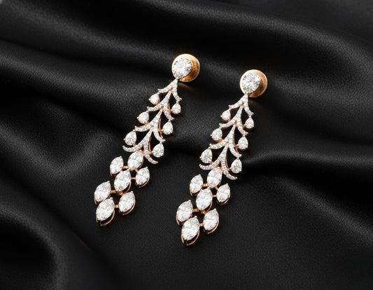 Ethereal Bloom Danglers | 2.8 Ct Lab Diamonds |Round Cut Cluster Earrings