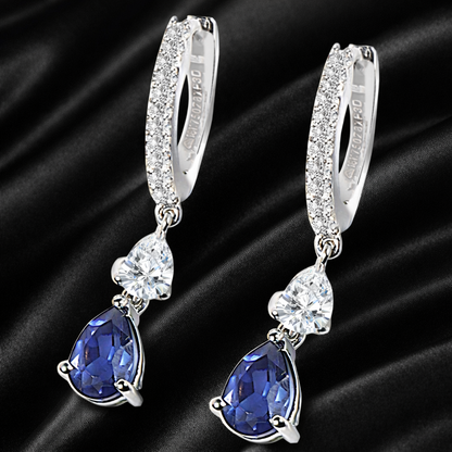 Dual Gleam Hoops | 0.64 Ct Lab Diamonds with White &amp; Blue Pear-Cuts