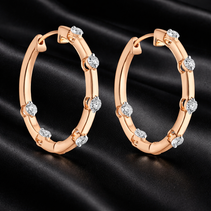 Rose Hoops | 0.76 Ct Round Cut Lab-Grown Diamond Earrings