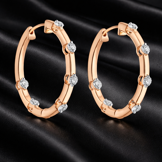Rose Hoops | 0.76 Ct Round Cut Lab-Grown Diamond Earrings