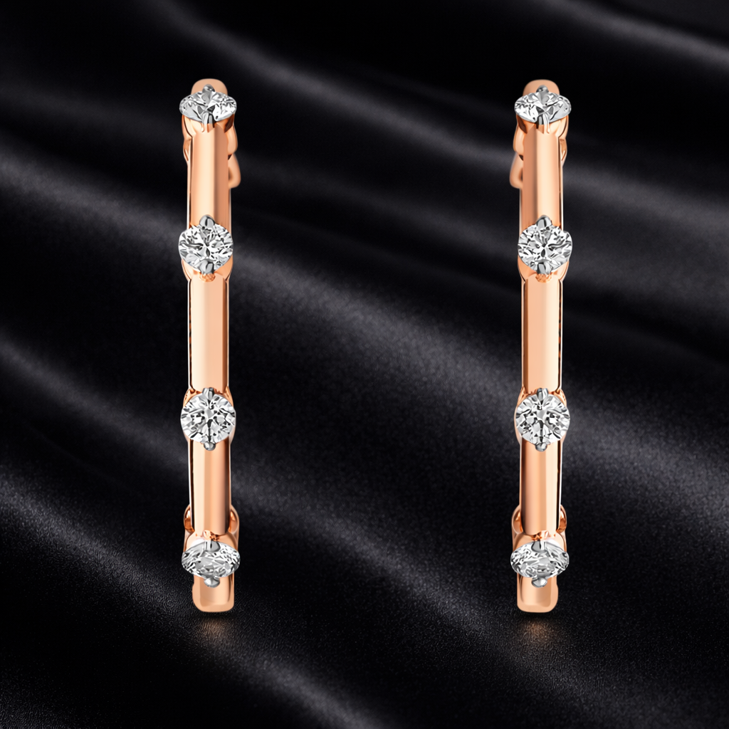 Rose Hoops | 0.76 Ct Round Cut Lab-Grown Diamond Earrings