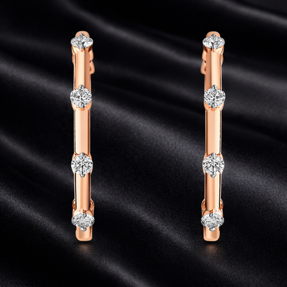 Rose Hoops | 0.76 Ct Round Cut Lab-Grown Diamond Earrings