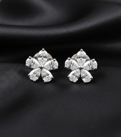 Floral Fusion Diamond Earrings | Pear & Marquise Cuts | 1.5 Ct