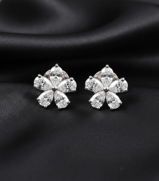 Floral Fusion Diamond Earrings | Pear & Marquise Cuts | 1.5 Ct