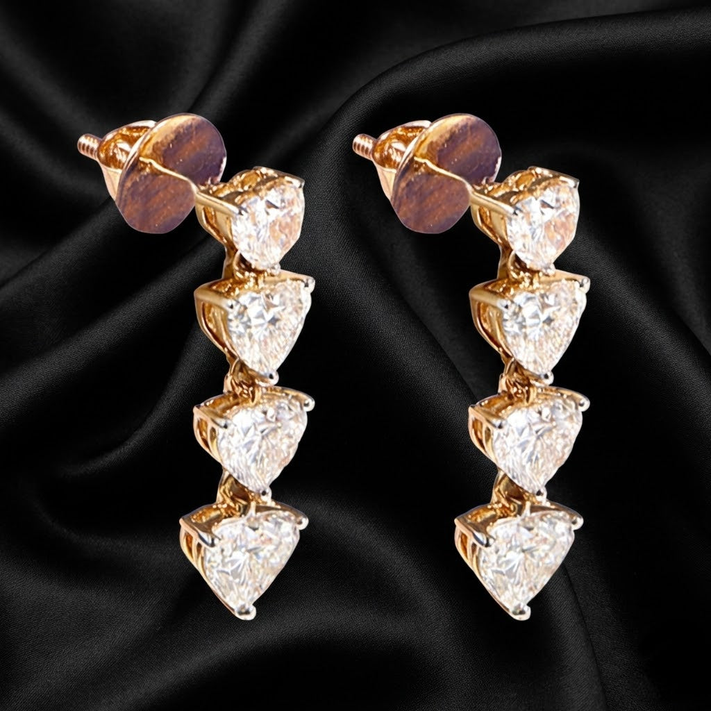 Cascading Hearts Earrings | 3.6 Ct Lab Diamonds