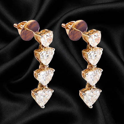 Cascading Hearts Earrings | 3.6 Ct Lab Diamonds