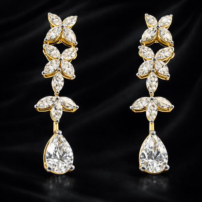 Marquise Bloom & Pear Drop Earrings | 5.9ct Lab-Grown Diamonds