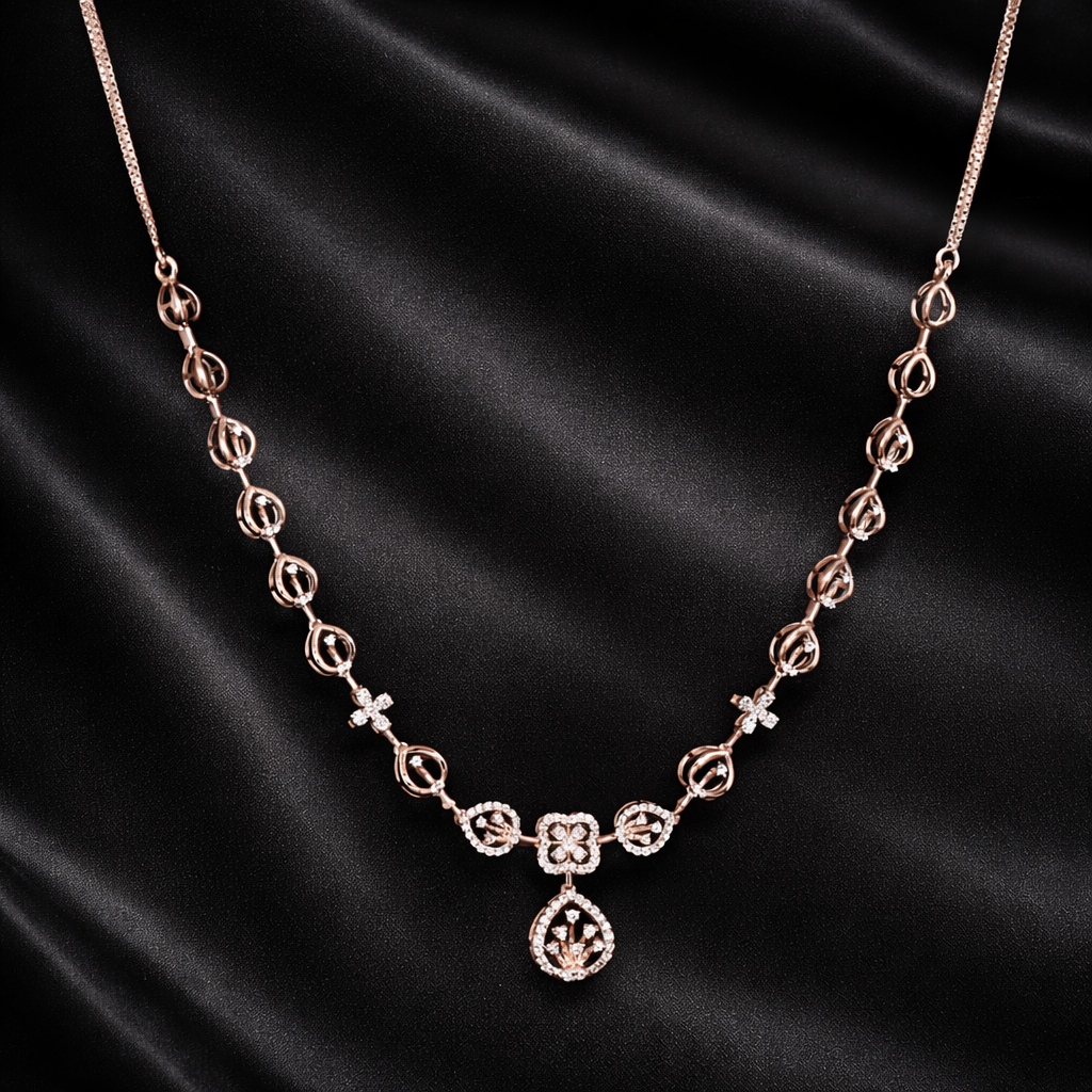 0.93ct Floral and Teardrop Lab-Grown Diamond Necklace