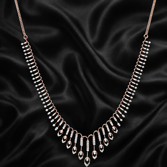 Geometric Cascade Necklace | 1.38ct Round Lab-Grown Diamonds