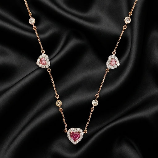 Heart Halo Necklace | 1.25ct Round Brilliant &amp; Heart-Shaped Lab-Grown Diamonds