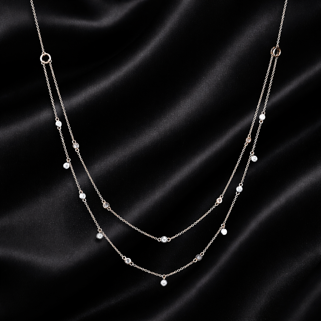 0.60 ct Lab Grown Diamond Dual-Layer Gold Necklace