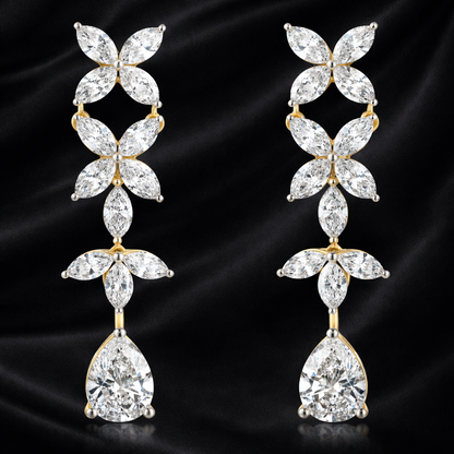 Marquise Bloom & Pear Drop Earrings | 5.9ct Lab-Grown Diamonds