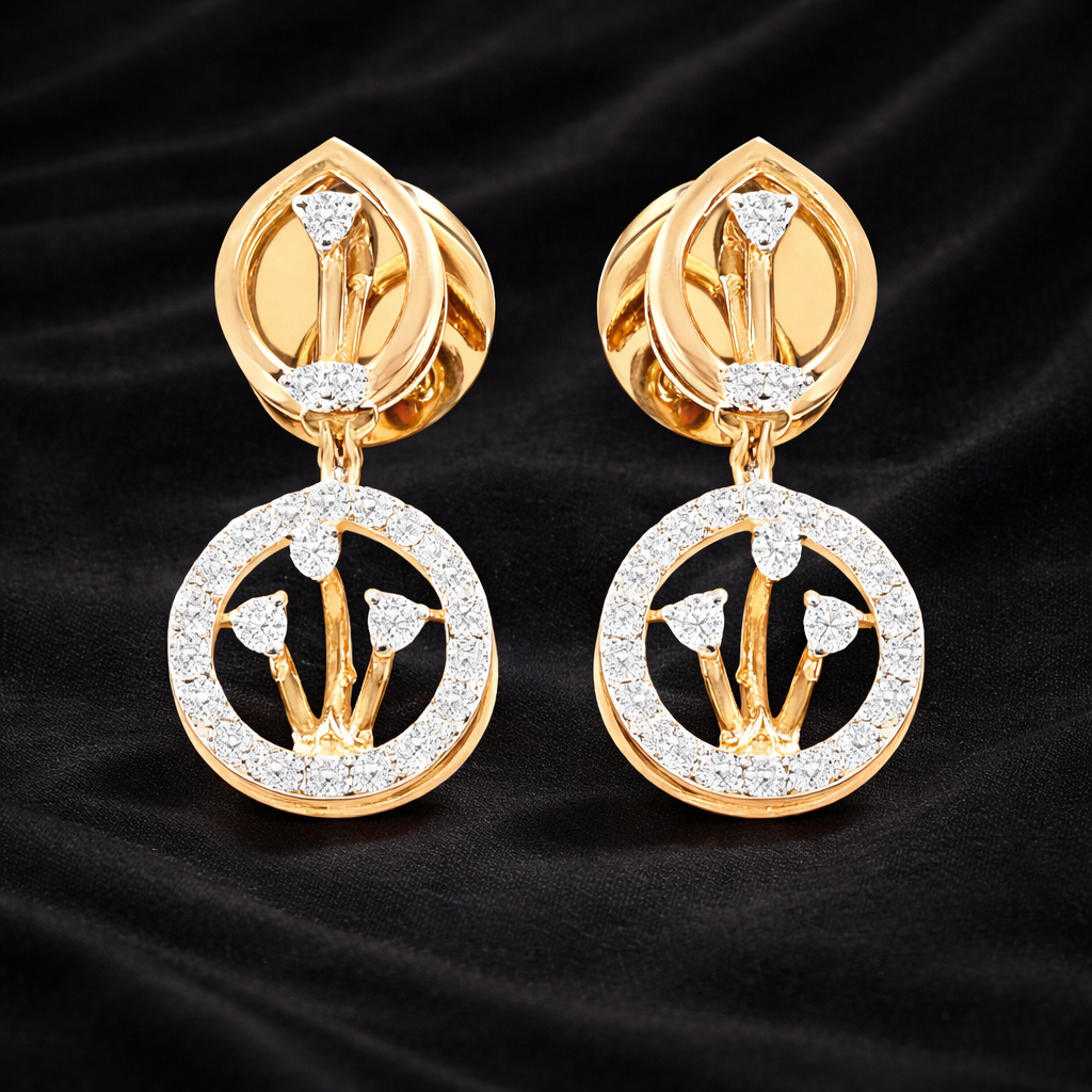 Floral teardrop Halo Earrings | 0.24ct Round Cut Lab Grown Diamonds
