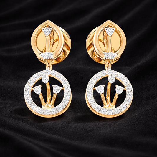 Floral teardrop Halo Earrings | 0.24ct Round Cut Lab Grown Diamonds