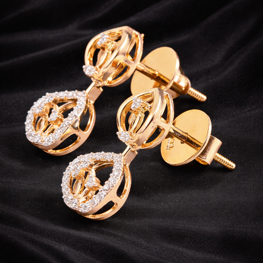 Floral teardrop Halo Earrings | 0.24ct Round Cut Lab Grown Diamonds