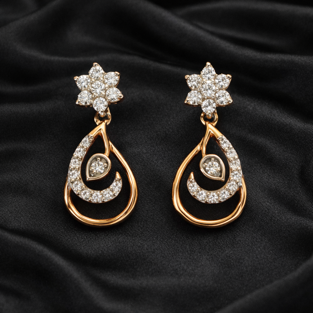 Floral Swirl drop Earrings | 0.19ct Round Cut Lab Grown Diamonds