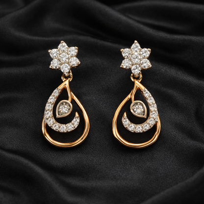 Floral Swirl drop Earrings | 0.19ct Round Cut Lab Grown Diamonds